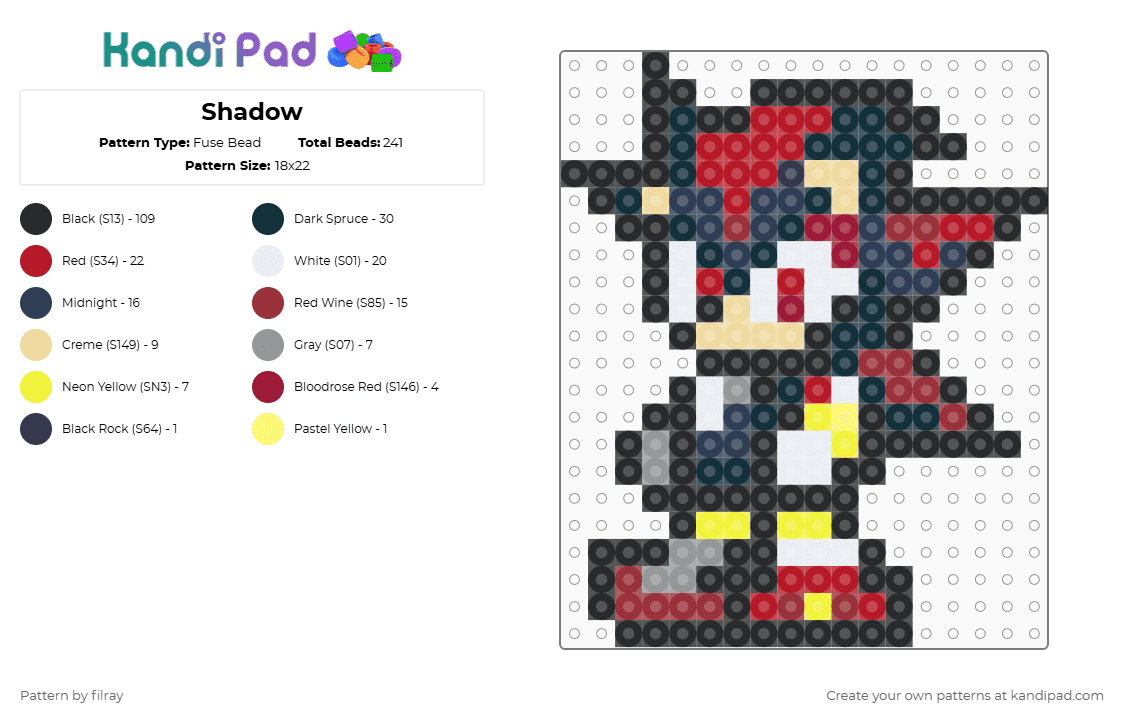 Shadow - Fuse Bead Pattern by filray on Kandi Pad - black,red,purple