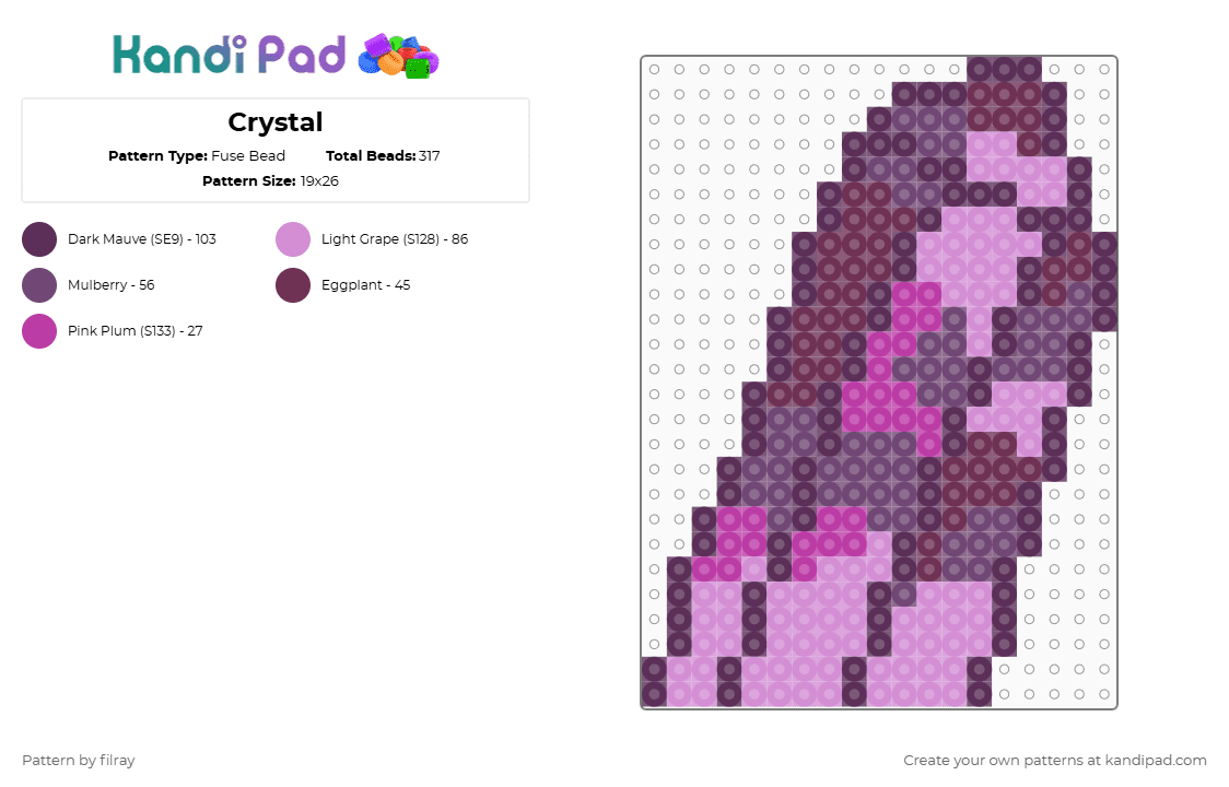 Crystal - Fuse Bead Pattern by filray on Kandi Pad - pink,cotdcrystals