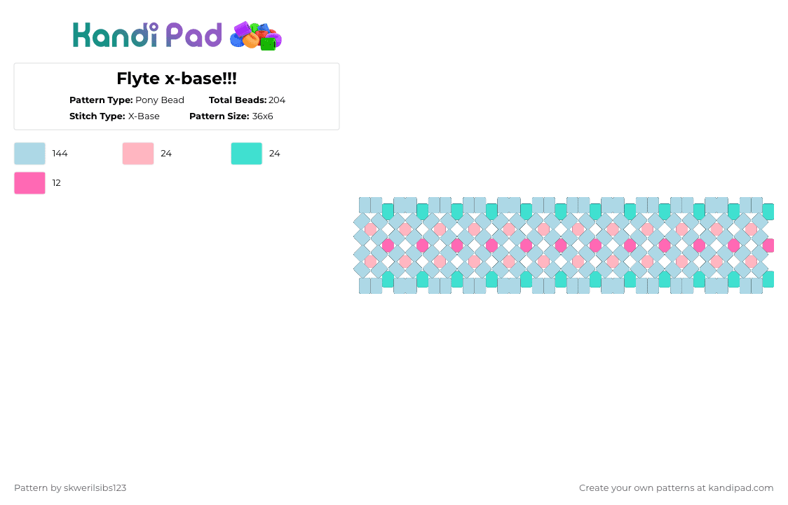 Flyte x-base!!! - Pony Bead Pattern by skwerilsibs123 on Kandi Pad - light blue,flyte,kandi,dw,dandys world