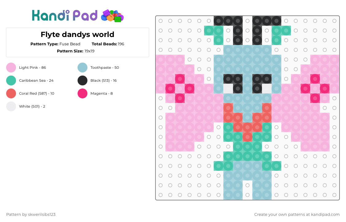 Flyte dandys world - Fuse Bead Pattern by skwerilsibs123 on Kandi Pad - light blue,pink