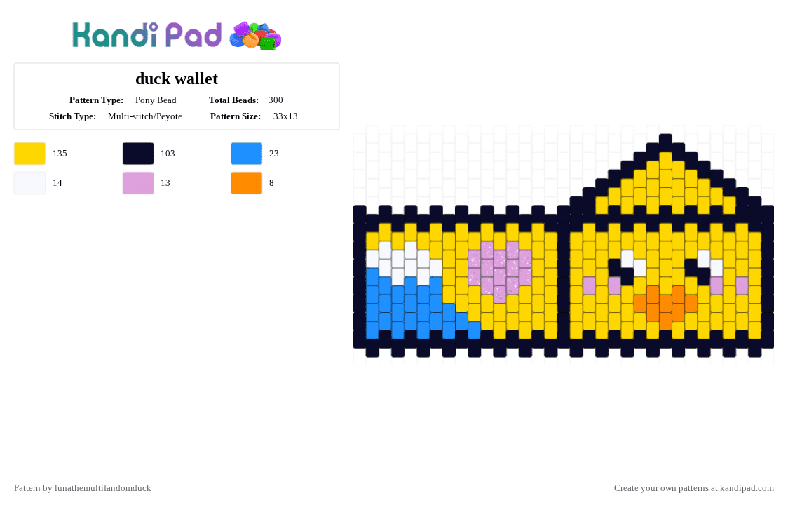 duck wallet - Pony Bead Pattern by lunathemultifandomduck on Kandi Pad - yellow