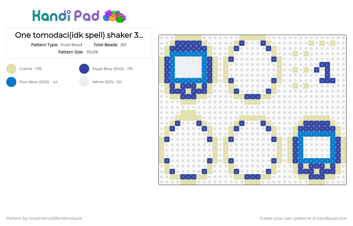 One tomodaci(idk spell) shaker 3d fuse beads - Fuse Bead Pattern by lunathemultifandomduck on Kandi Pad - yellow,purple