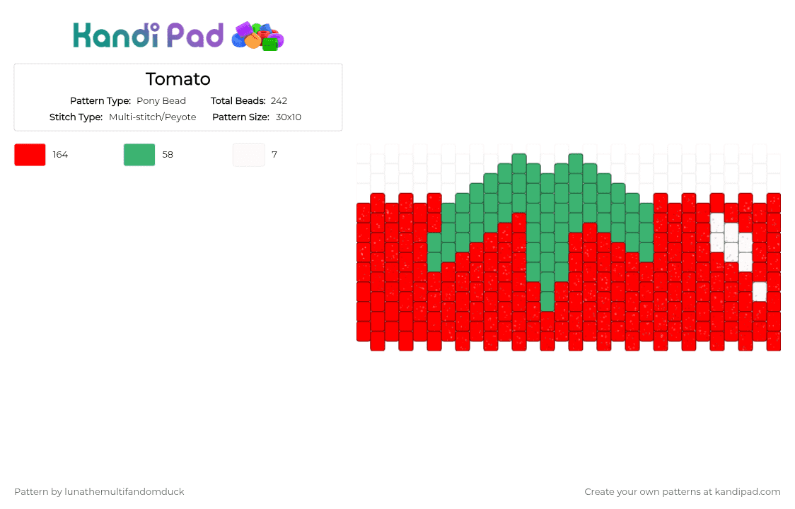 Tomato - Pony Bead Pattern by lunathemultifandomduck on Kandi Pad - red