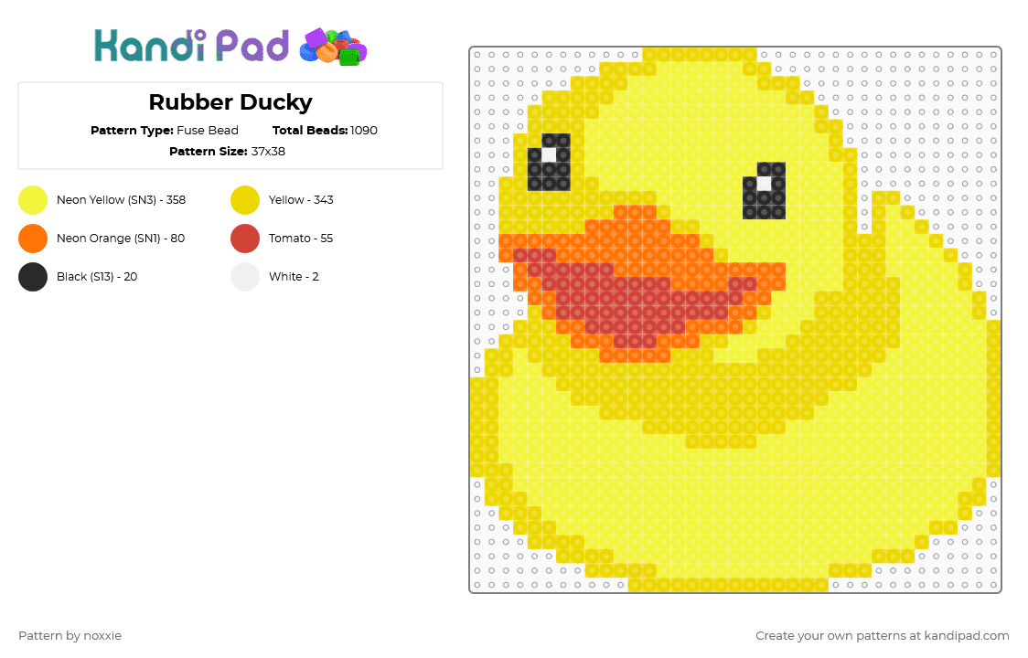 Rubber Ducky - Fuse Bead Pattern by noxxie on Kandi Pad - rubber ducky,duck,yellow