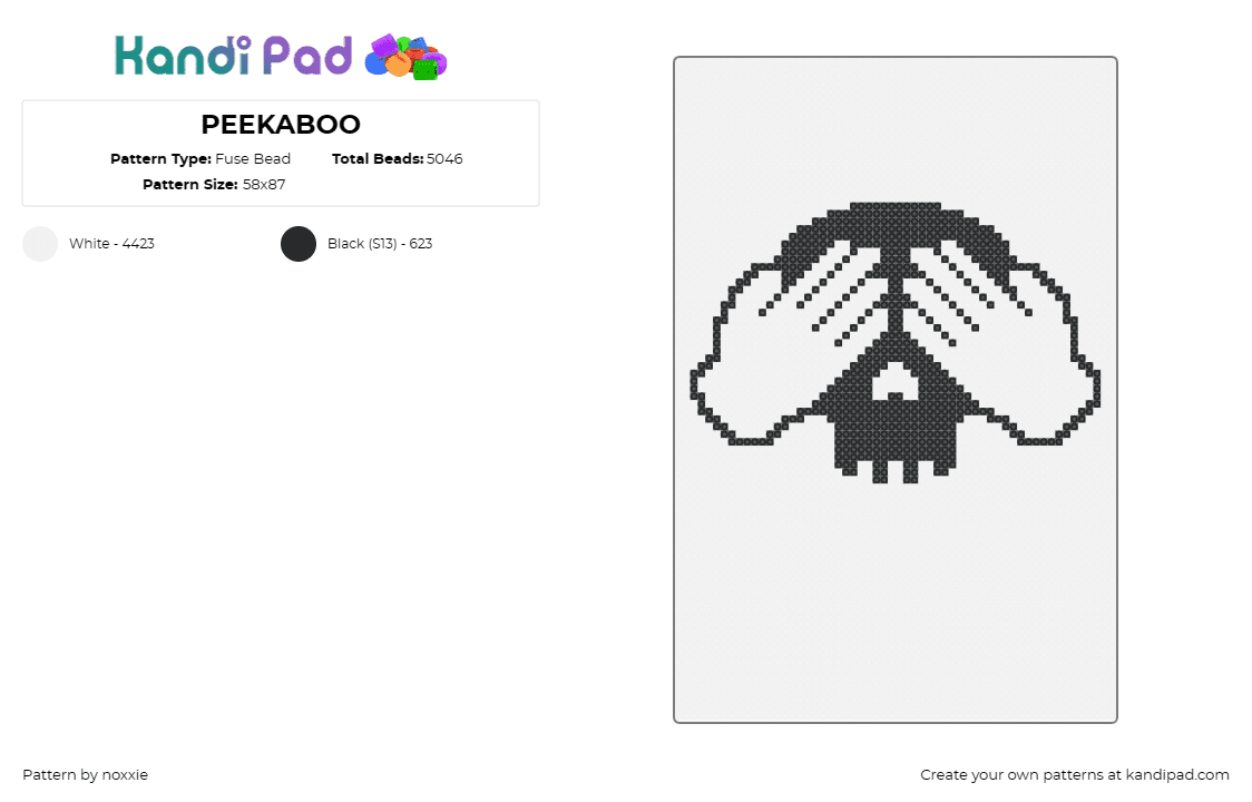 PEEKABOO - Fuse Bead Pattern by noxxie on Kandi Pad - peekaboo,dj,music,edm,rhythm,electrifying,energy,culture,black,white