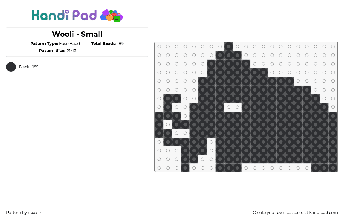 Wooli - Small - Fuse Bead Pattern by noxxie on Kandi Pad - wooli,mammoth,silhouette,logo,music,edm,dj,dubstep,black