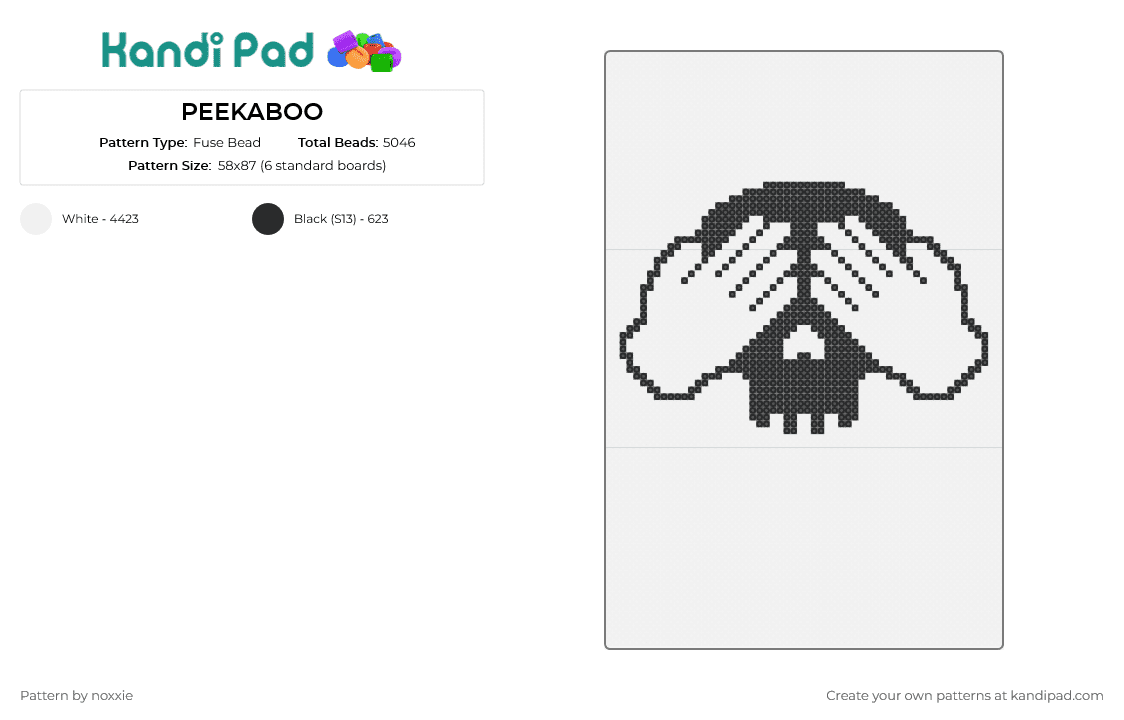 PEEKABOO - Fuse Bead Pattern by noxxie on Kandi Pad - peekaboo,dj,music,edm,rhythm,electrifying,energy,culture,creative,black,white