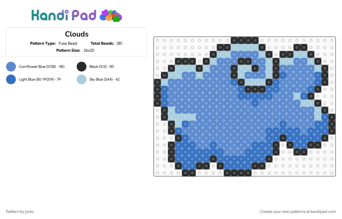 Clouds - Fuse Bead Pattern by jorec on Kandi Pad - blue