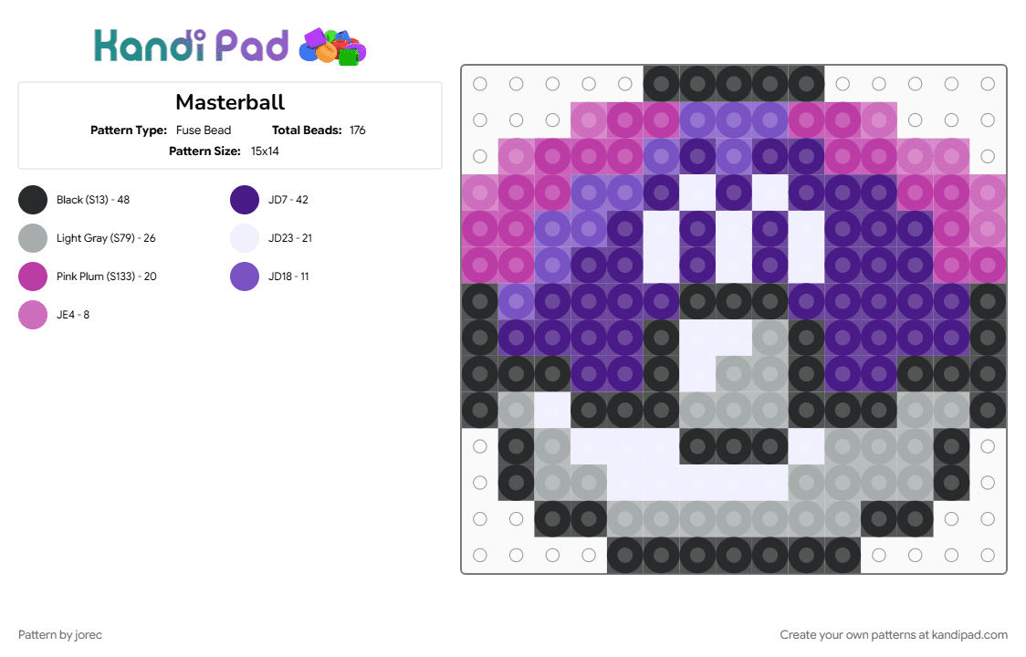 Masterball - Fuse Bead Pattern by jorec on Kandi Pad - purple