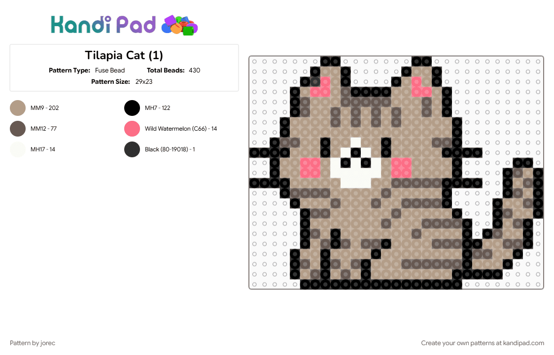 Tilapia Cat (1) - Fuse Bead Pattern by jorec on Kandi Pad - beige