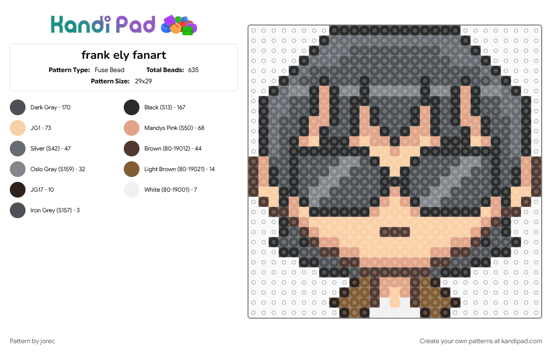 frank ely fanart - Fuse Bead Pattern by jorec on Kandi Pad - beige, gray