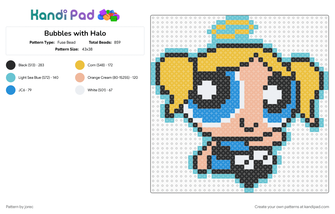 BUBBLES X HALO - Fuse Bead Pattern by jorec on Kandi Pad - light blue, yellow