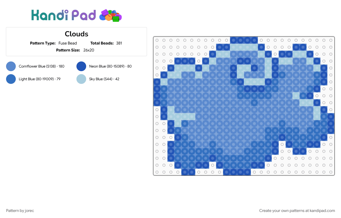 Clouds - Fuse Bead Pattern by jorec on Kandi Pad - blue