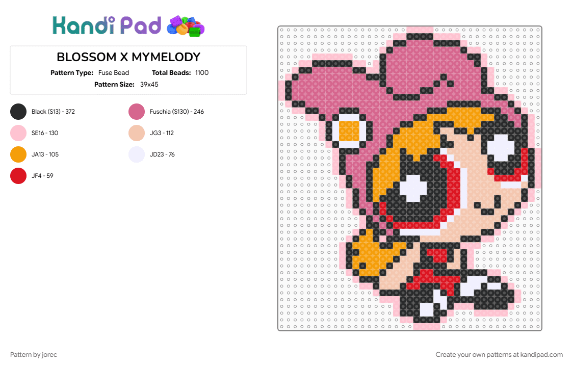 BLOSSOM X MYMELODY - Fuse Bead Pattern by jorec on Kandi Pad - pink