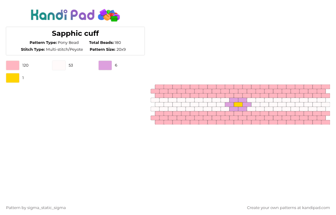 Sapphic cuff - Pony Bead Pattern by art3m15 on Kandi Pad - pink