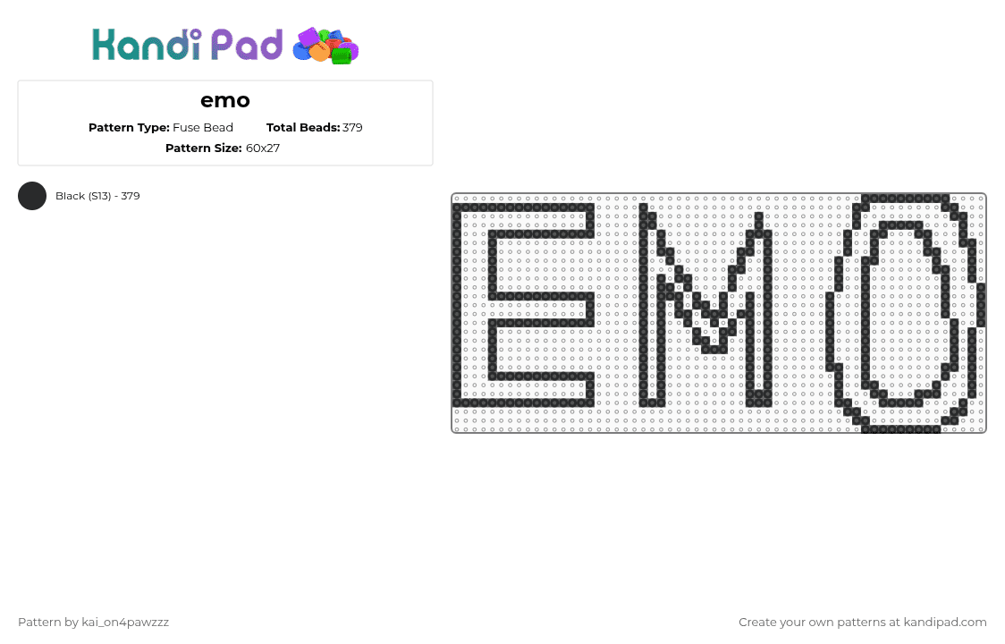 emo - Fuse Bead Pattern by kai_on4pawzzz on Kandi Pad - black