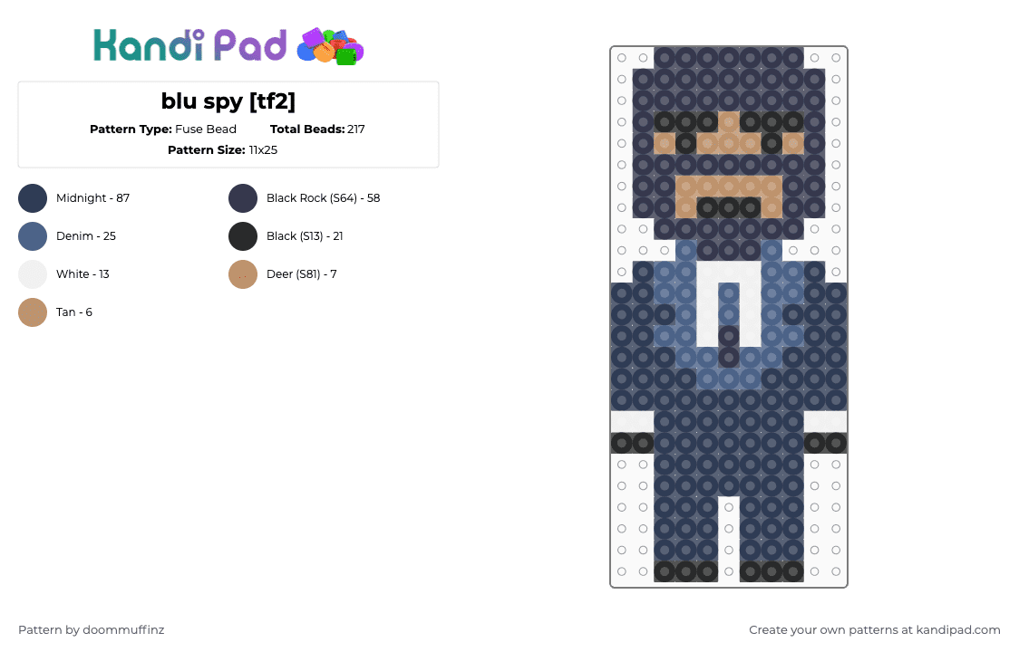 blu spy [tf2] - Fuse Bead Pattern by doommuffinz on Kandi Pad - purple