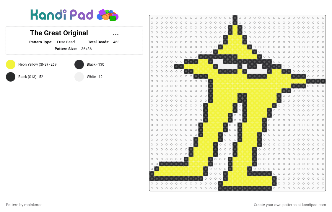 The Great Original⠀⠀⠀⠀⠀Starwalker - Fuse Bead Pattern by molokoror on Kandi Pad - yellow