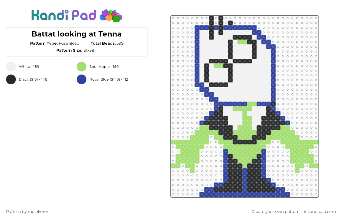 Battat looking at Tenna - Fuse Bead Pattern by molokoror on Kandi Pad - purple,green,deltarune,battat,pipins
