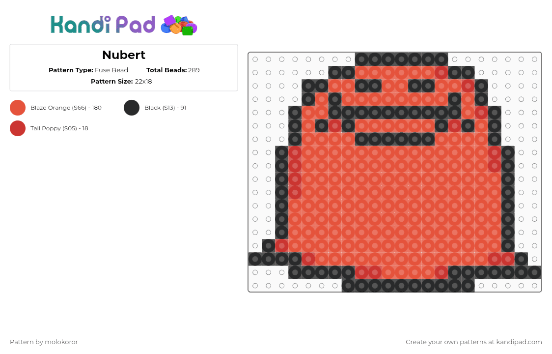 Nubert - Fuse Bead Pattern by molokoror on Kandi Pad - black,red,deltarune,nubert,darkner,cyber world