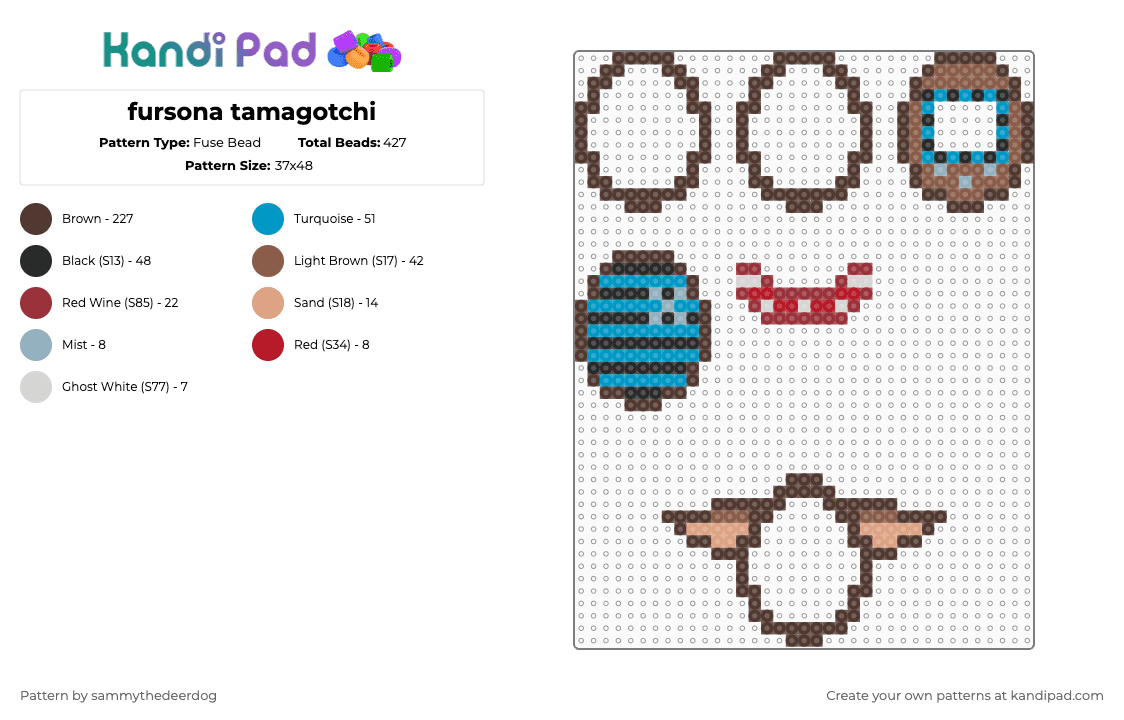 fursona tamagotchi - Fuse Bead Pattern by sammythedeerdog on Kandi Pad - brown