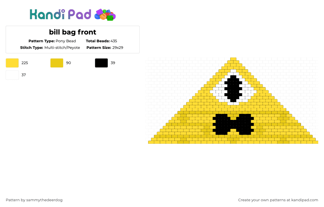bill bag front - Pony Bead Pattern by sammythedeerdog on Kandi Pad - yellow