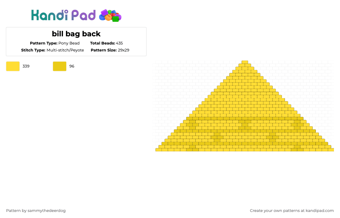 bill bag back - Pony Bead Pattern by sammythedeerdog on Kandi Pad - yellow