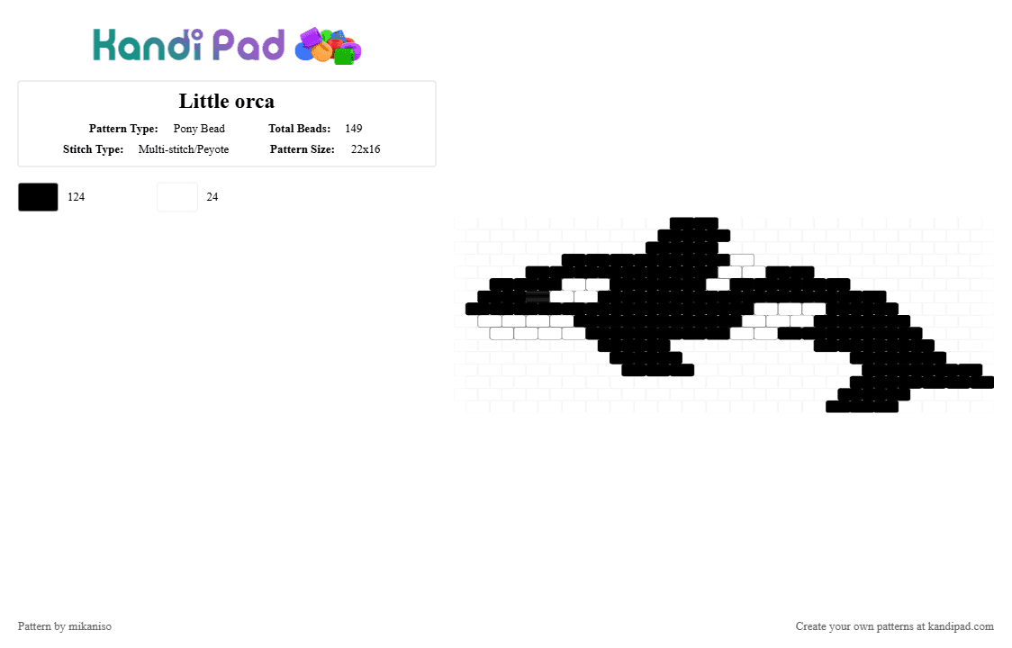Little orca - Pony Bead Pattern by mikaniso on Kandi Pad - black