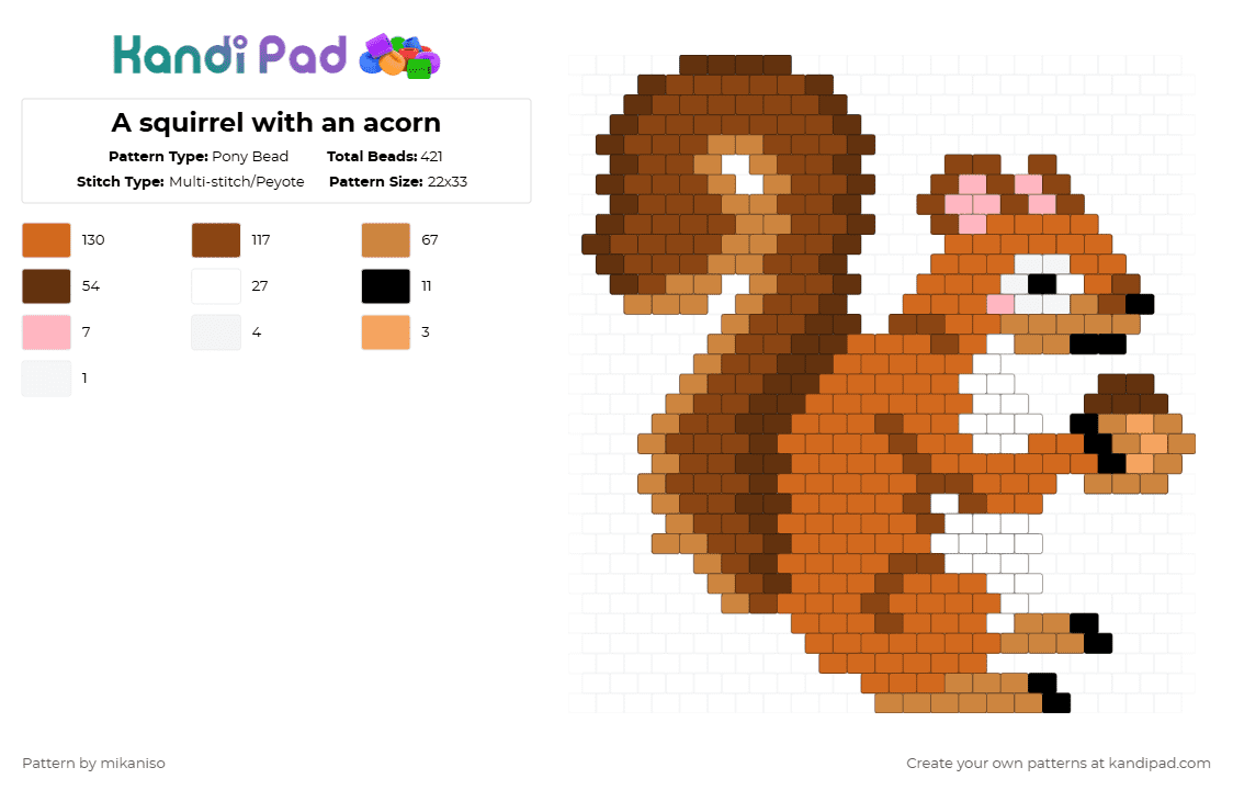 A squirrel with an acorn - Pony Bead Pattern by mikaniso on Kandi Pad - red,orange