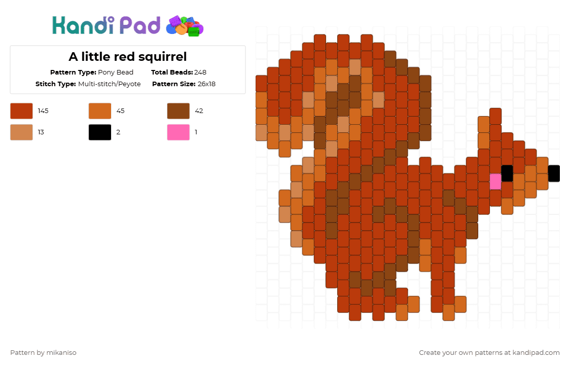A red squirrel - Pony Bead Pattern by mikaniso on Kandi Pad - red