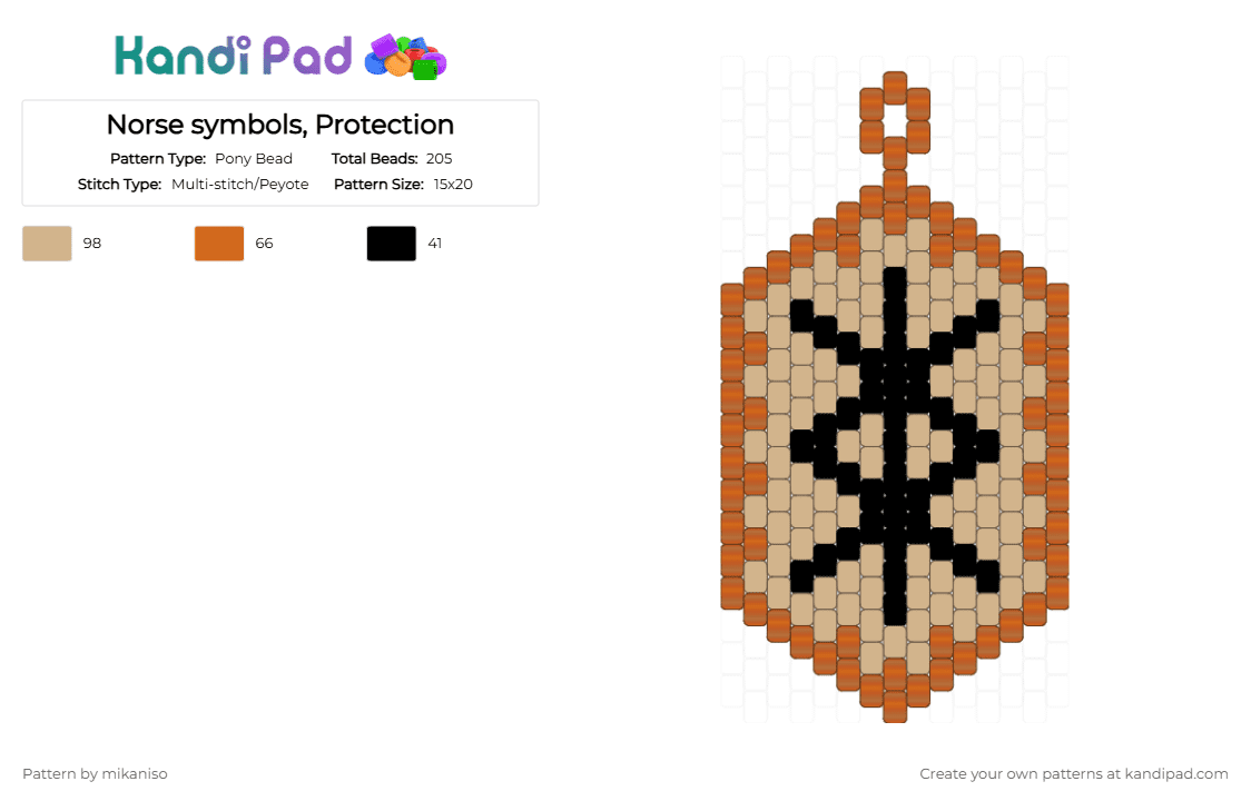 Norse symbols, Protection - Pony Bead Pattern by mikaniso on Kandi Pad - orange,beige