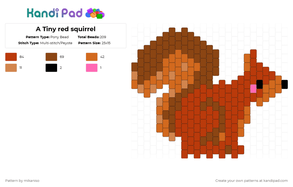 A little red squirrel - Pony Bead Pattern by mikaniso on Kandi Pad - red