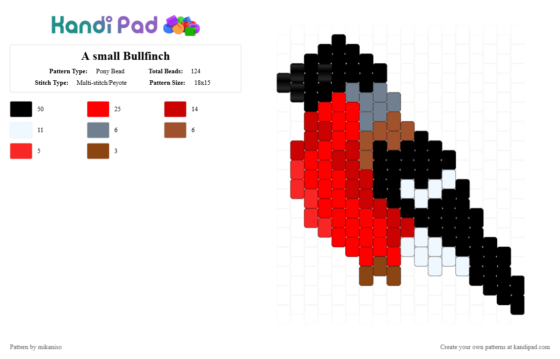 A small Bullfinch - Pony Bead Pattern by mikaniso on Kandi Pad - red