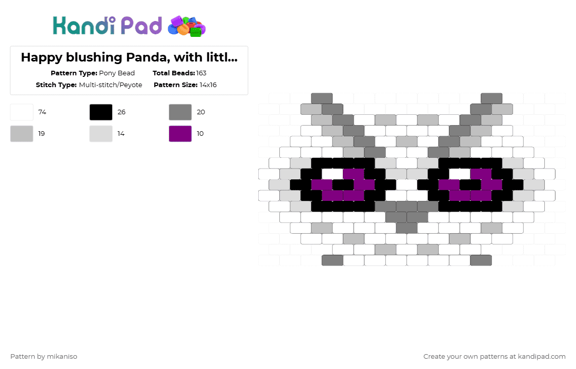 Owl head - Pony Bead Pattern by mikaniso on Kandi Pad - white,beige,gray