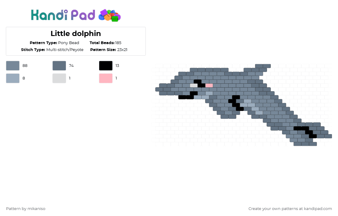 Little dolphin - Pony Bead Pattern by mikaniso on Kandi Pad - gray