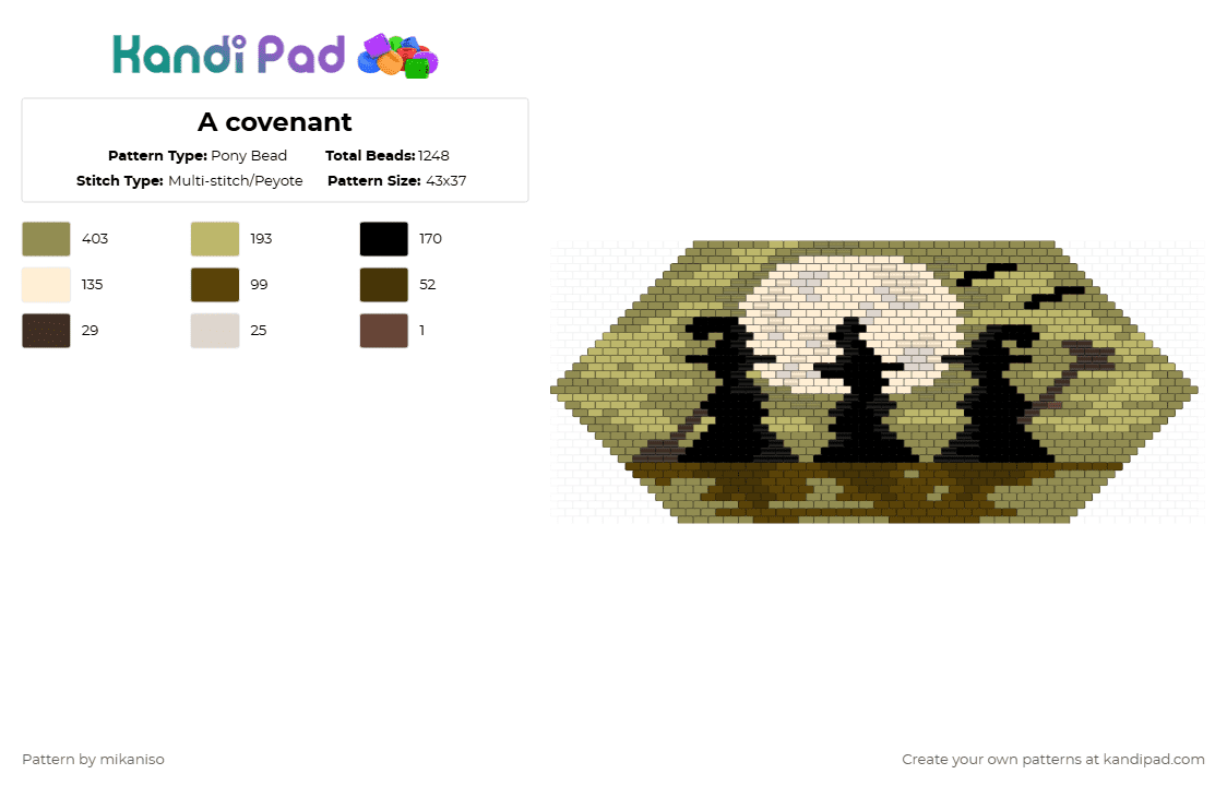 A covenant - Pony Bead Pattern by mikaniso on Kandi Pad - beige,gold
