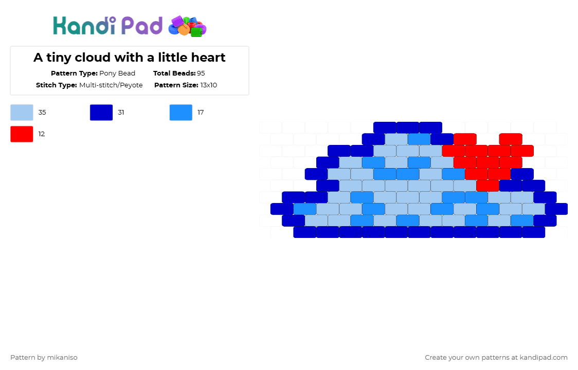 A tiny cloud with a little heart - Pony Bead Pattern by mikaniso on Kandi Pad - purple,light blue