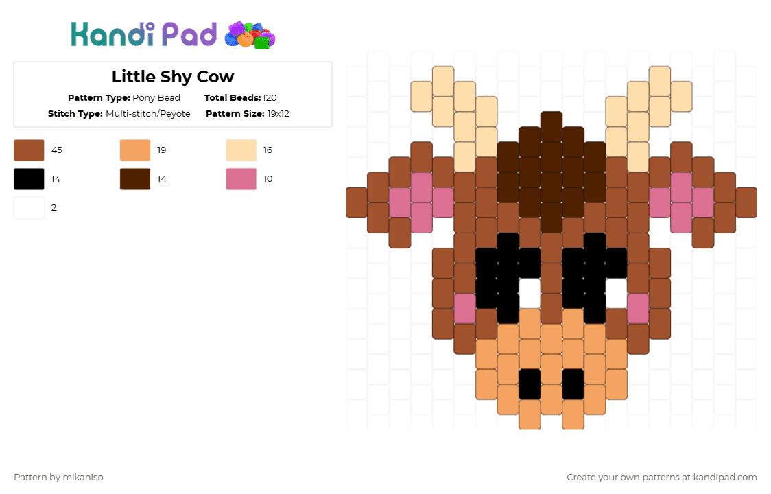 Little Shy Cow - Pony Bead Pattern by mikaniso on Kandi Pad - red