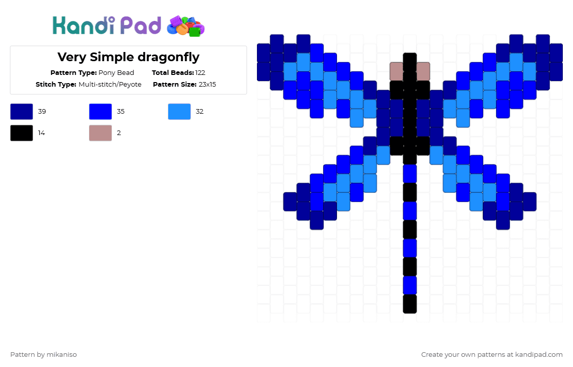Very Simple dragonfly - Pony Bead Pattern by mikaniso on Kandi Pad - purple