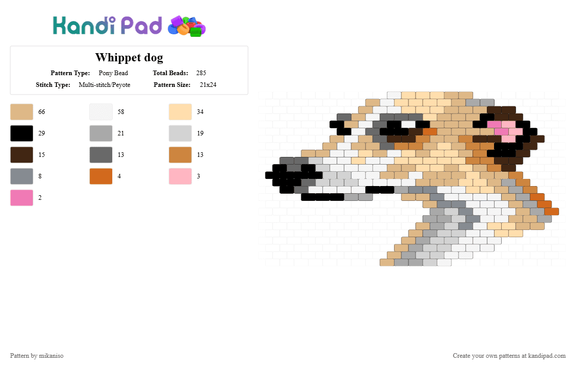 Whippet dog - Pony Bead Pattern by mikaniso on Kandi Pad - beige