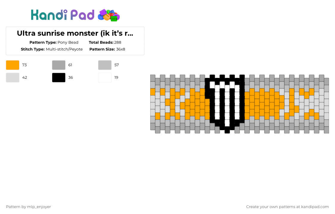 Ultra sunrise monster (ik it’s rlly bad :p) - Pony Bead Pattern by mlp_enjoyer on Kandi Pad - beige,orange