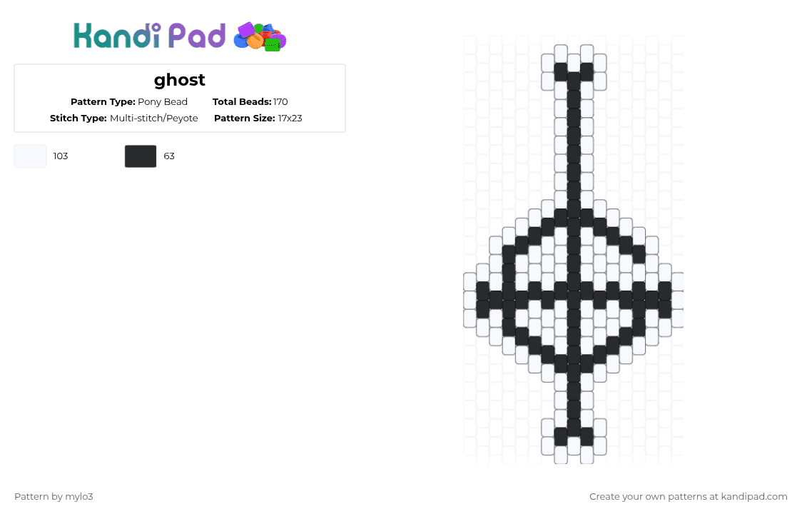 ghost - Pony Bead Pattern by mylo3 on Kandi Pad - black,white