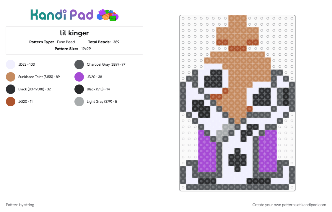 lil kinger - Fuse Bead Pattern by string on Kandi Pad - 