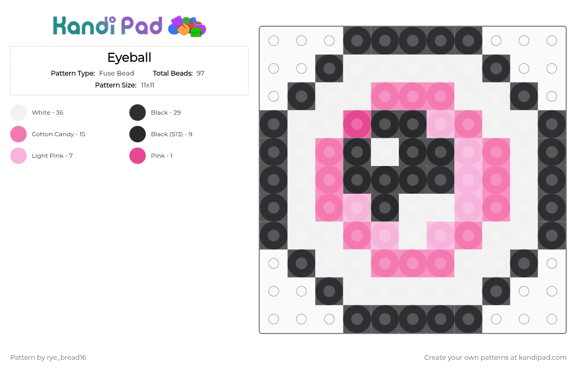 Eyeball - Fuse Bead Pattern by rye_bread16 on Kandi Pad - white,pink