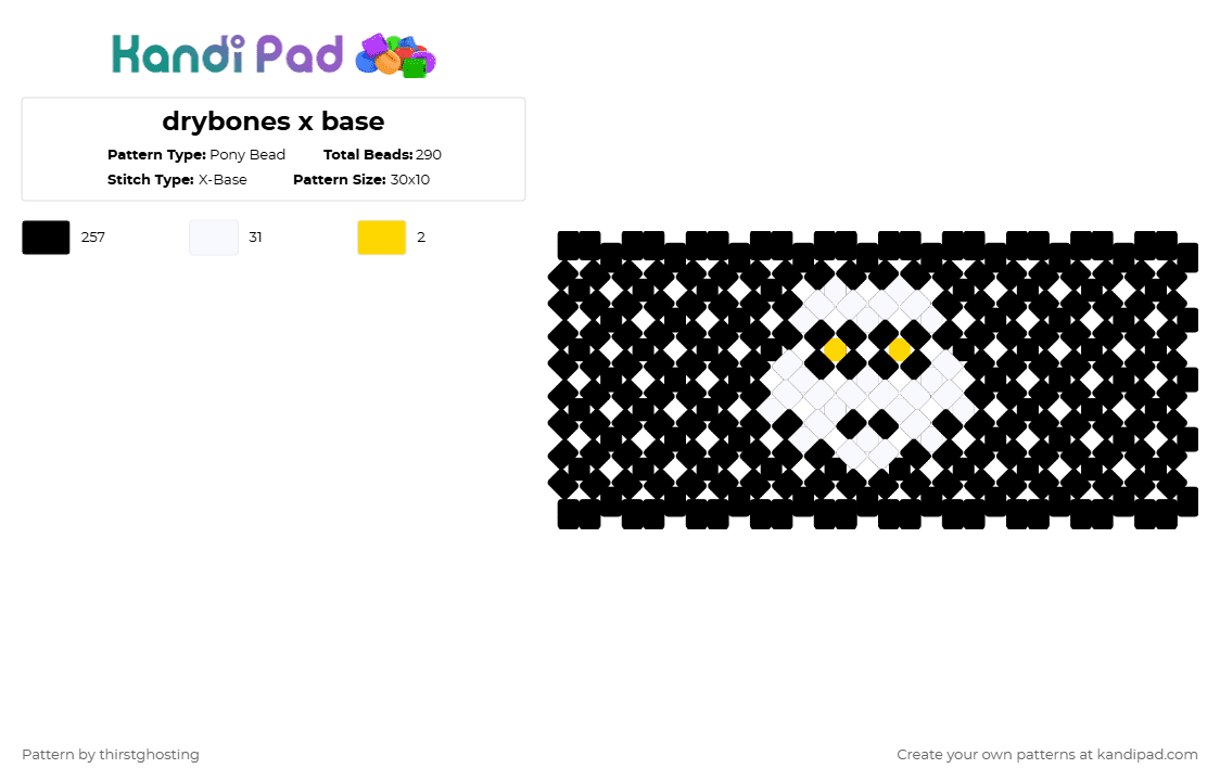 drybones x base - Pony Bead Pattern by thirstghosting on Kandi Pad - black,white,dry bones,super mario