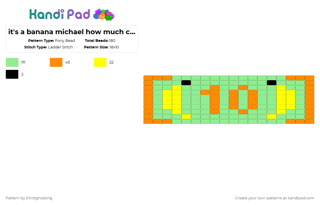 it\'s a banana michael how much could it cost - Pony Bead Pattern by thirstghosting on Kandi Pad - teal,arrested development