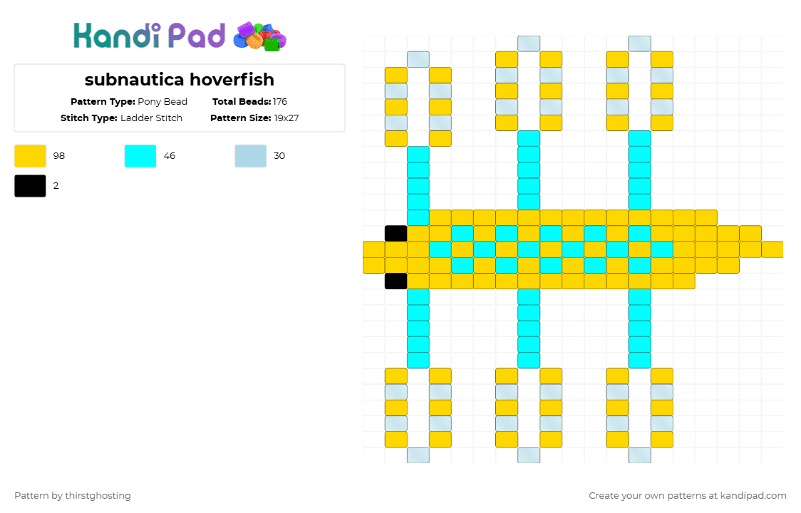 Hoverfish Sticker Subnautica hoverfish Pony Bead Pattern - Kandi Pad | Kandi Patterns ...