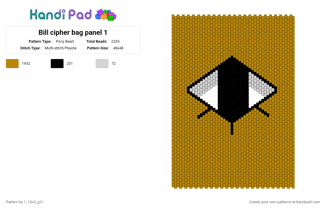 Bill cipher bag panel 1 - Pony Bead Pattern by 1_10v3_g1r on Kandi Pad - gold