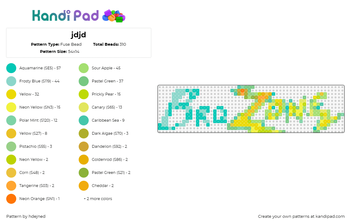 jdjd - Fuse Bead Pattern by hdejned on Kandi Pad - brozone,text,camaraderie,personalized,lively,engaging,font,teal,yellow