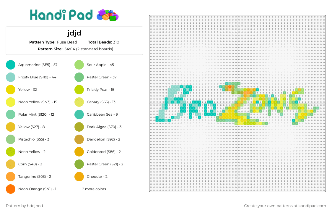 jdjd - Fuse Bead Pattern by hdejned on Kandi Pad - brozone,text,camaraderie,personalized,lively,engaging,font,teal,yellow